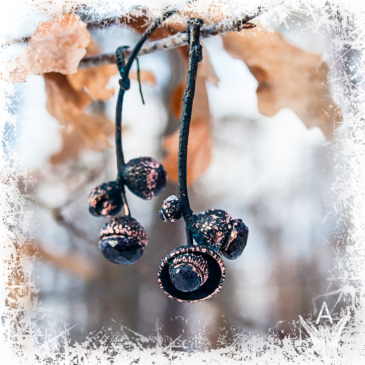 Earrings bronze, stone, set “Uniqueness”, bronze galvanized, gorgeous crystal in jewelry designer AlisAsilA