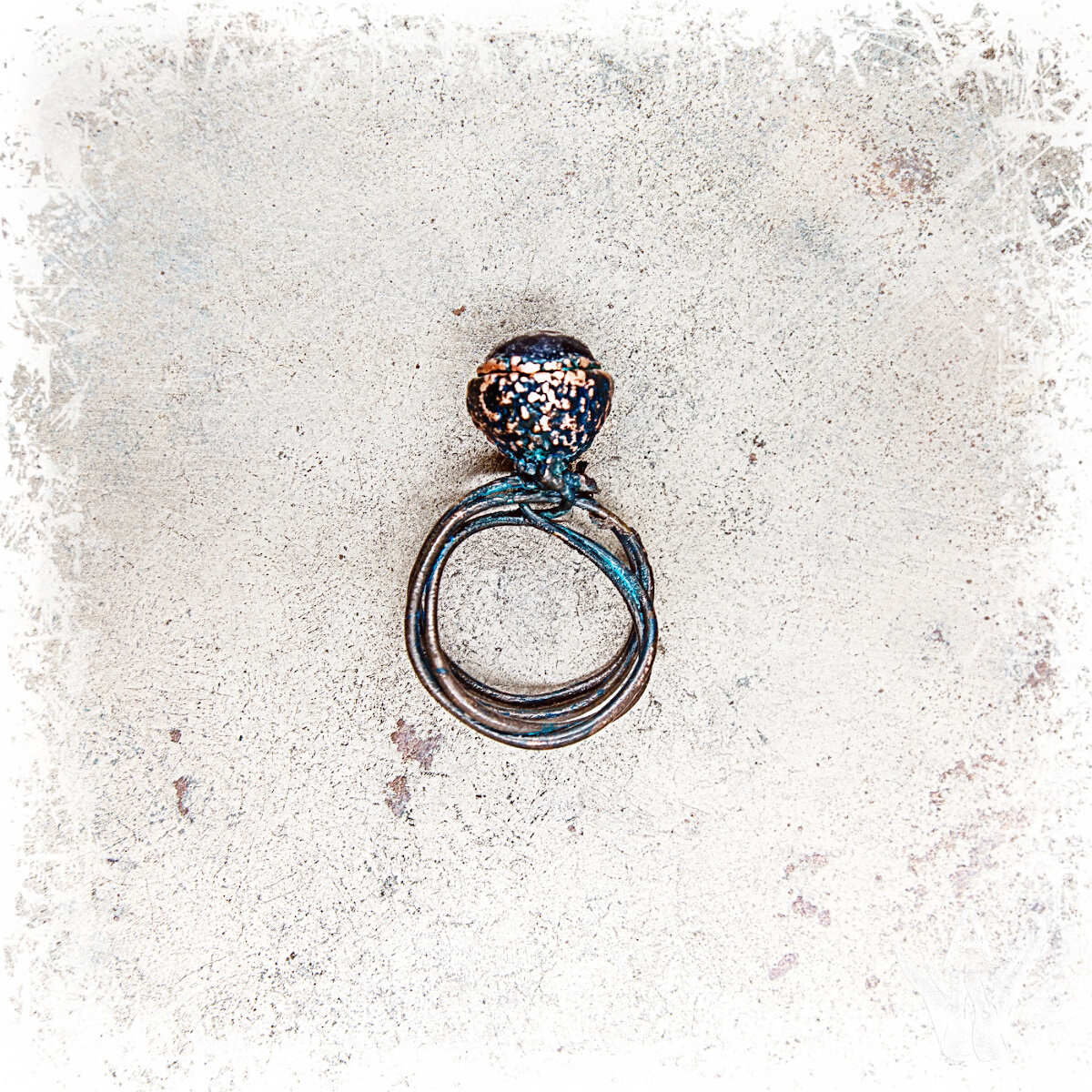 ring “Uniqueness”galvanized bronze and stone, jewelry designer AlisAsilA