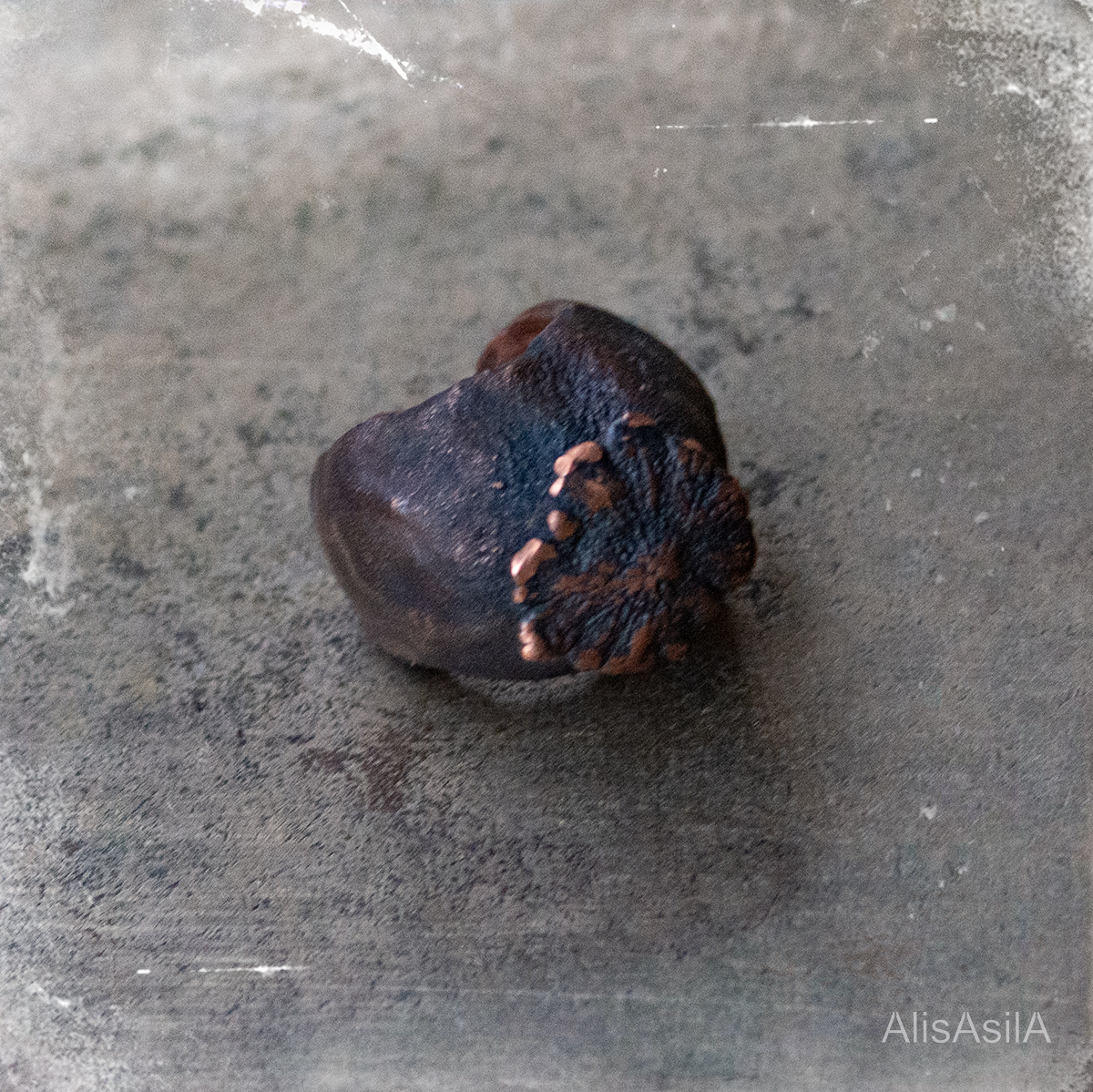 This content is the image: “Riddle” poppies copper ring electroforming