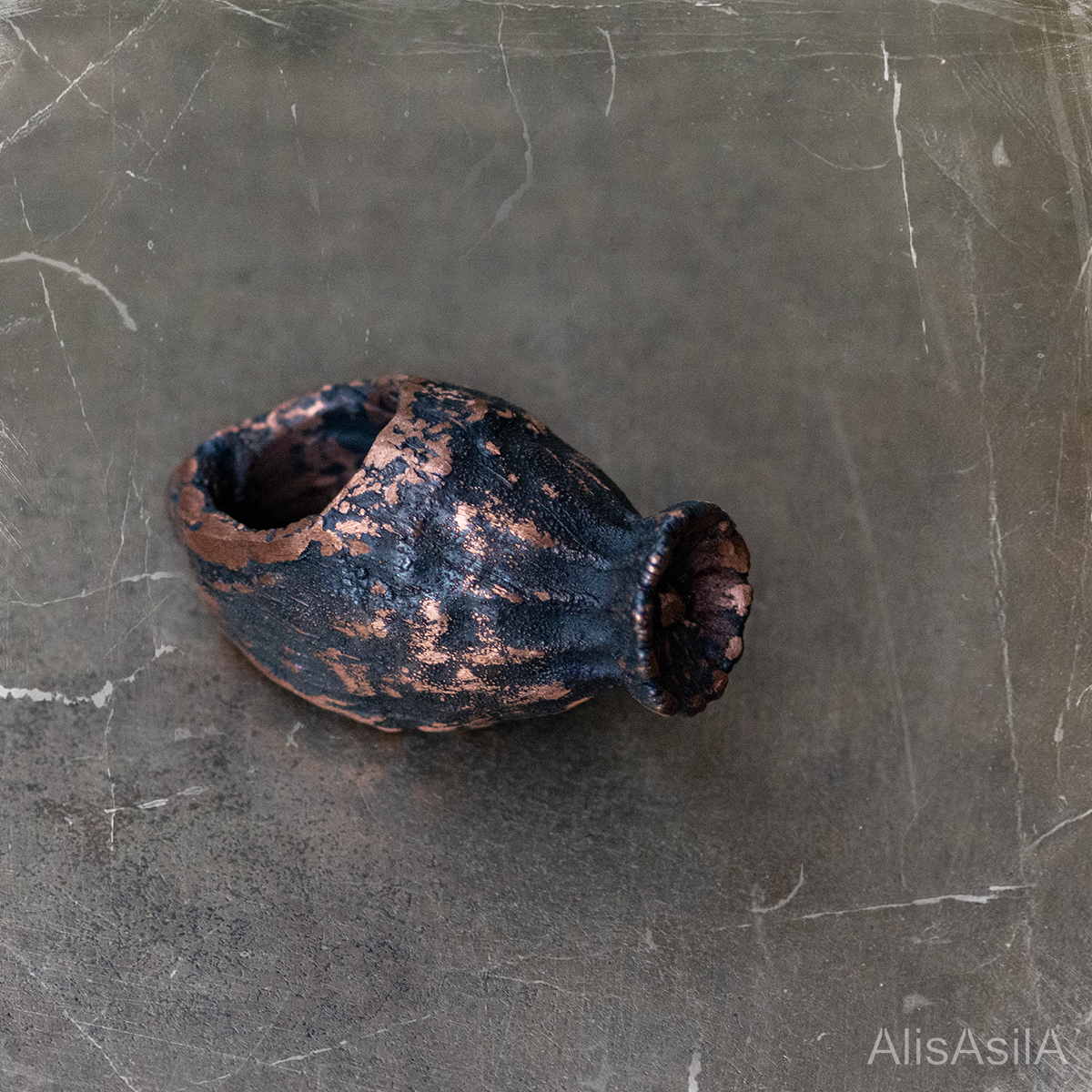 This content is the image: poppies jewelry, "Сhest”ring of copper poppy