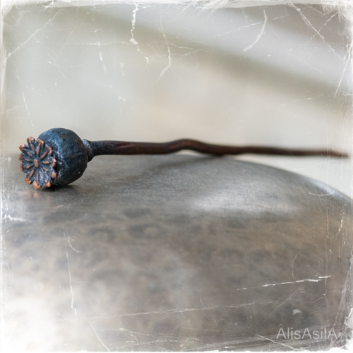 This content is the image: Collection "Mekona Goddess” hairpin of copper electroforming poppies “Pin of Mecona”