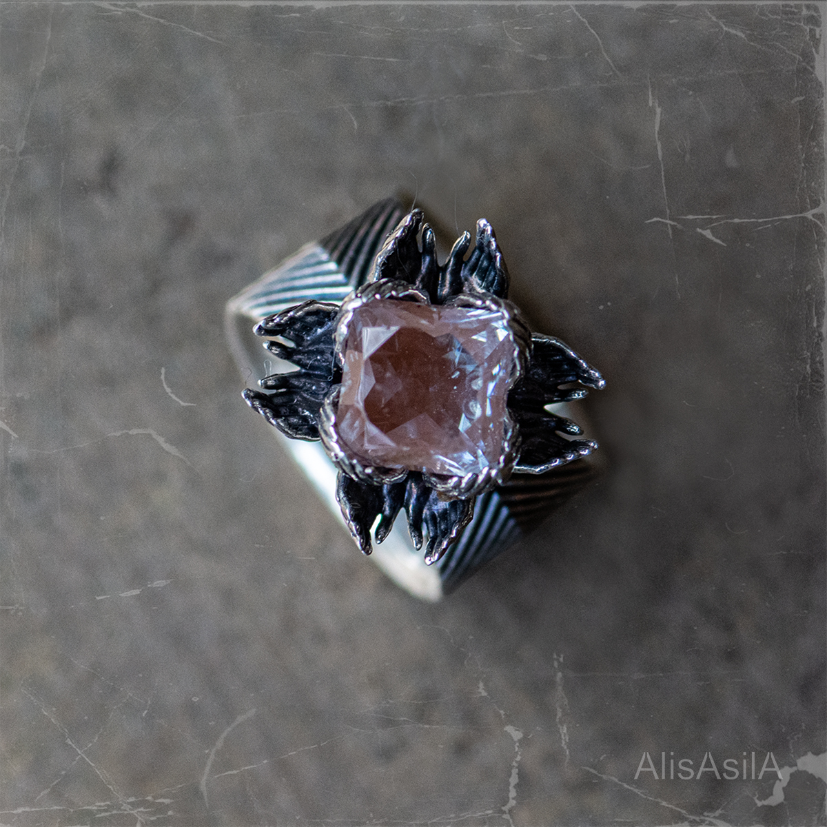 Content: the ring of silver with sapphiritet, Lotus saphiret; the jewelry of collection “Lotus of Unity”, pretty lotus by Alisa Skvortsova;