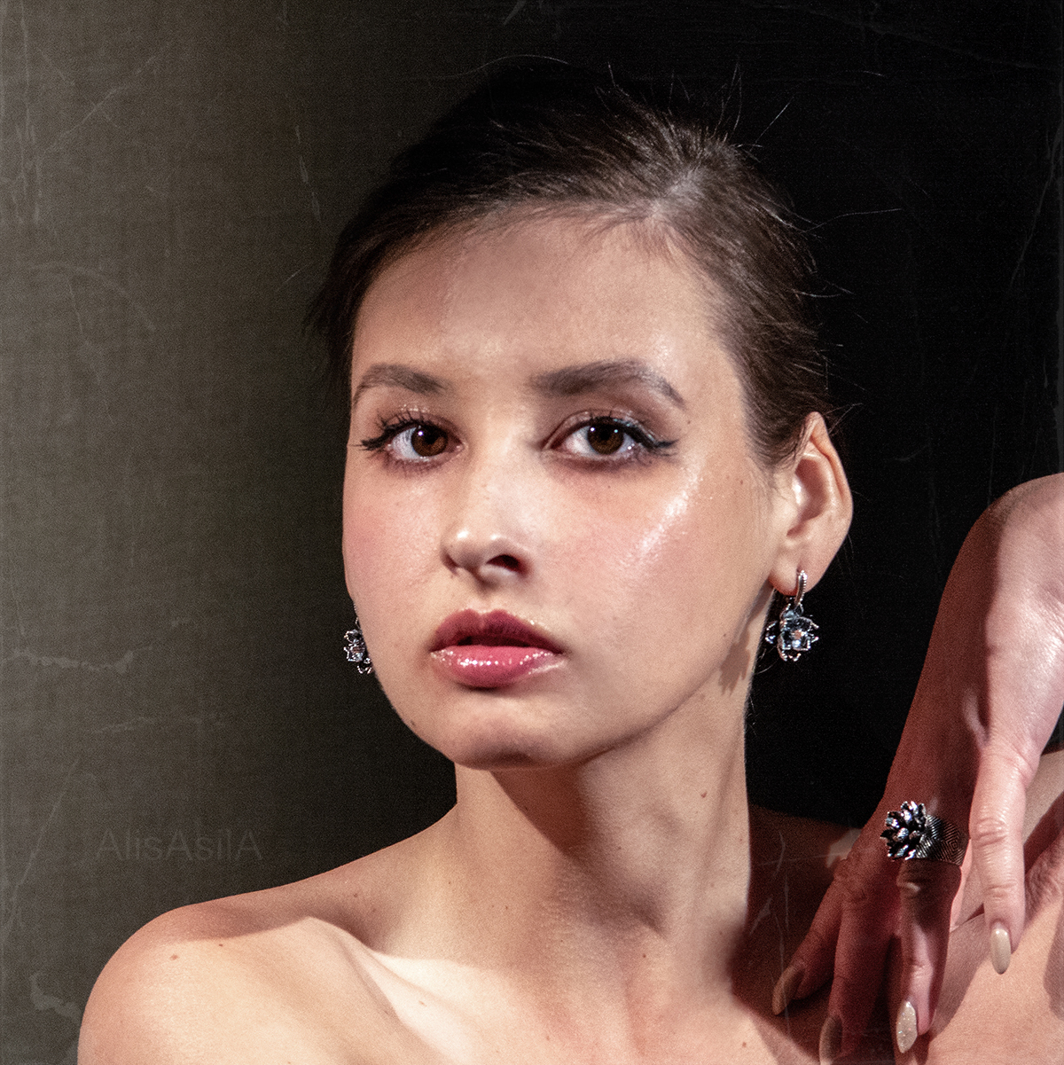 This image content: These are earrings of silver with lotus, Lotuses of silver; the collection of jewelry “Unity Lotus”, magnificent lotuses, jewelry by Alisa Skvortsova;